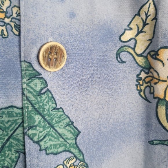 OP Sport Hawaiian Shirt Mens L Short Sleeve Pastel Blue Floral Tropical - Picture 4 of 6